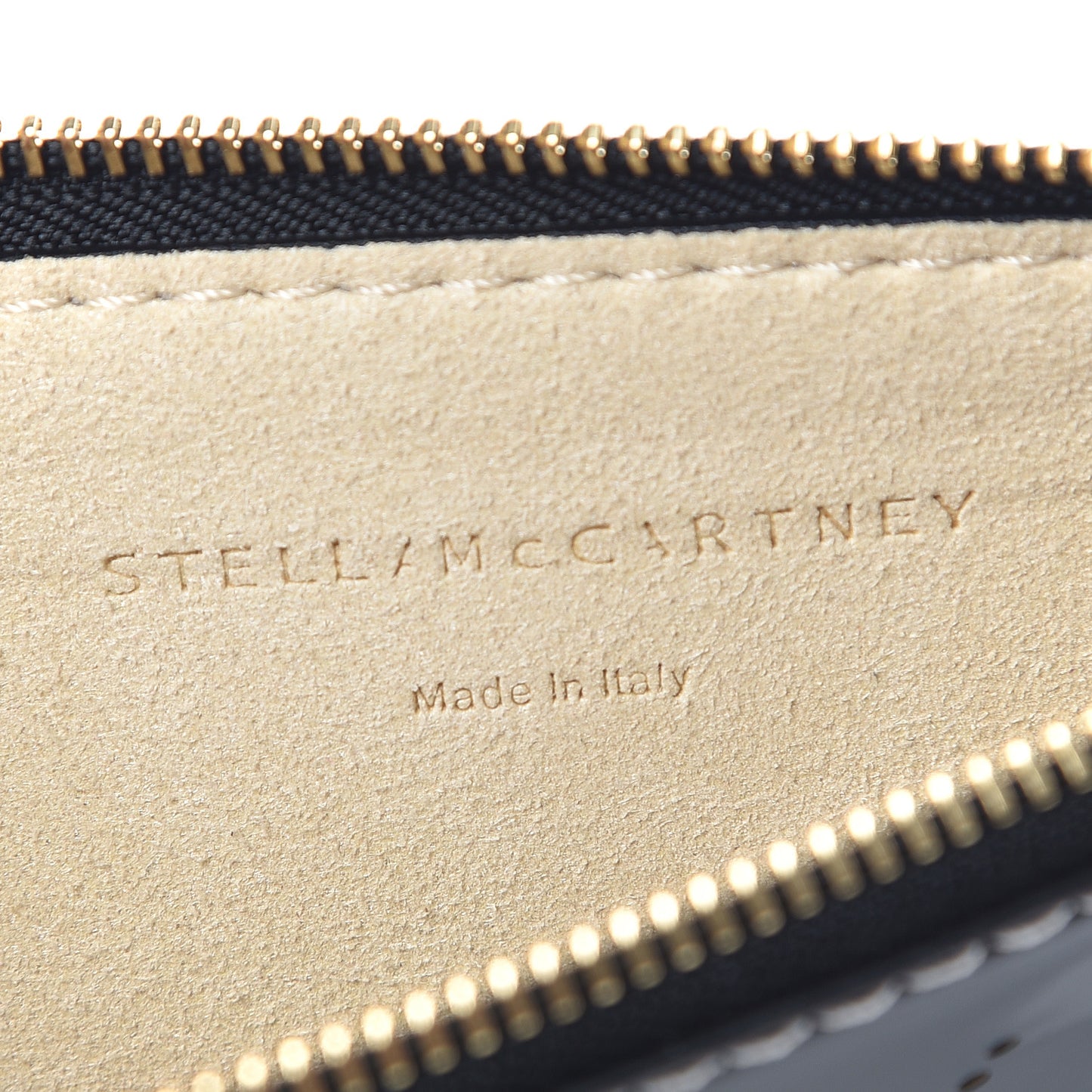 Patent Faux Leather Perforated Logo Pouch Black