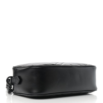 Gucci Calfskin Matelasse Monochrome Small GG Marmont Chain Shoulder Bag Black 3 of 12