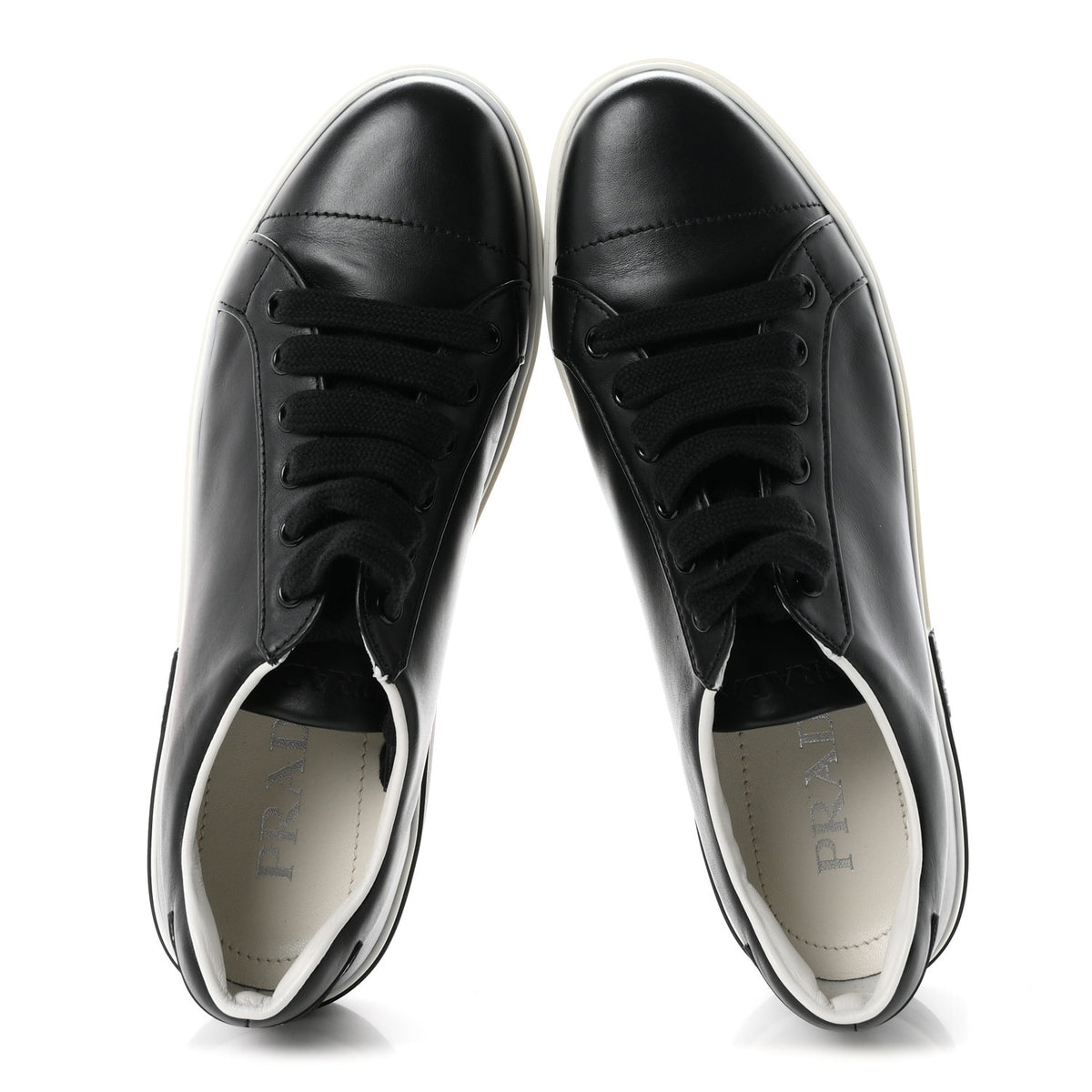 Vitello Soft Low Top Triangle Sneakers 38.5 Black White