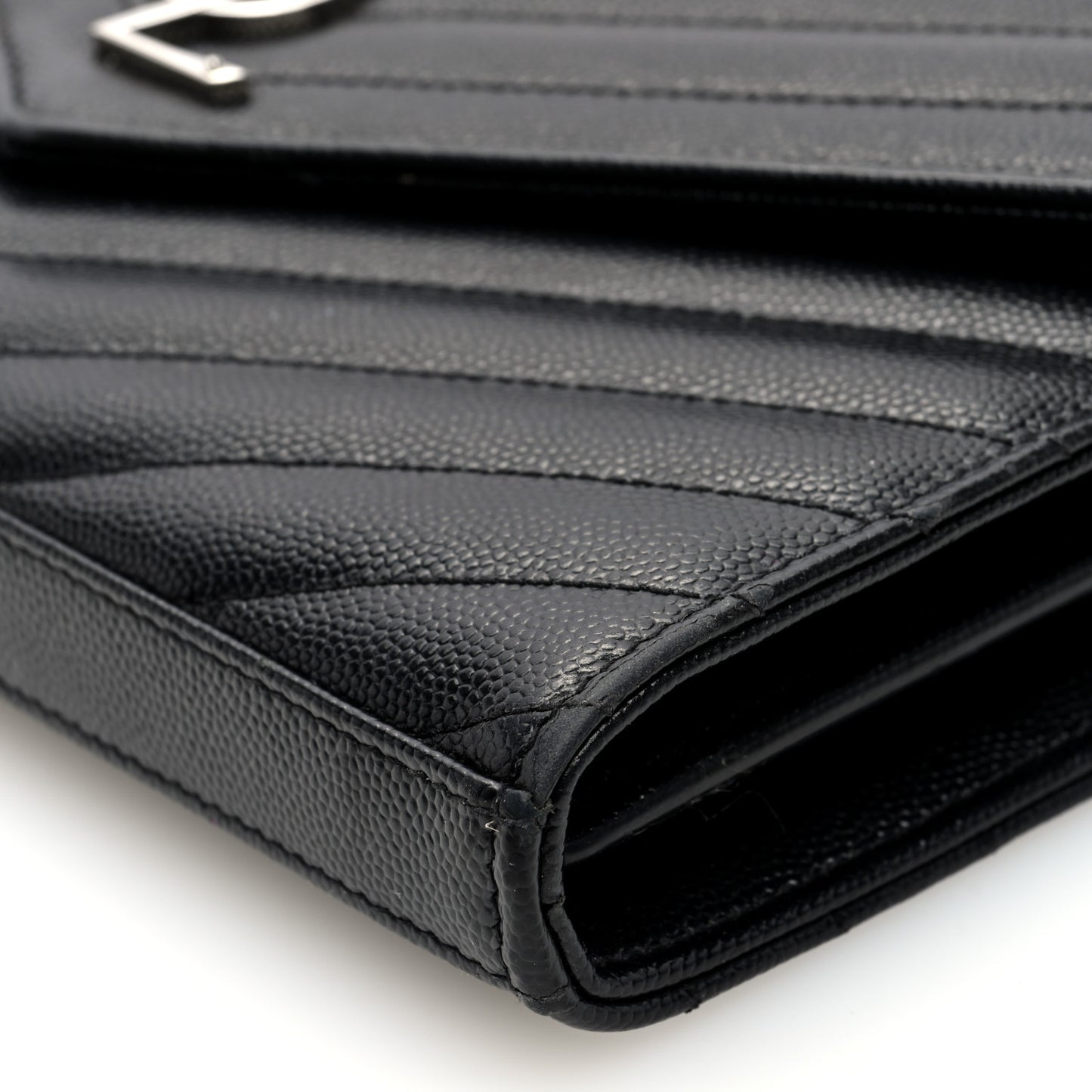 Grain De Poudre Matelasse Chevron Monogram Chain Wallet Black