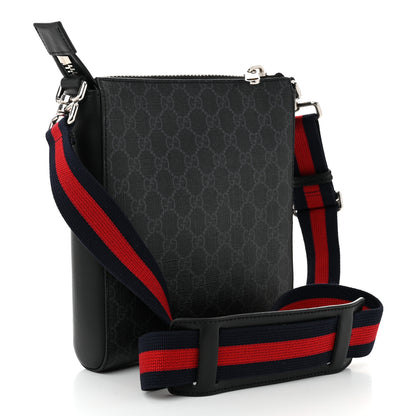 Gucci GG Supreme Monogram Web Small Flat Messenger Bag Black Grey 3 of 11
