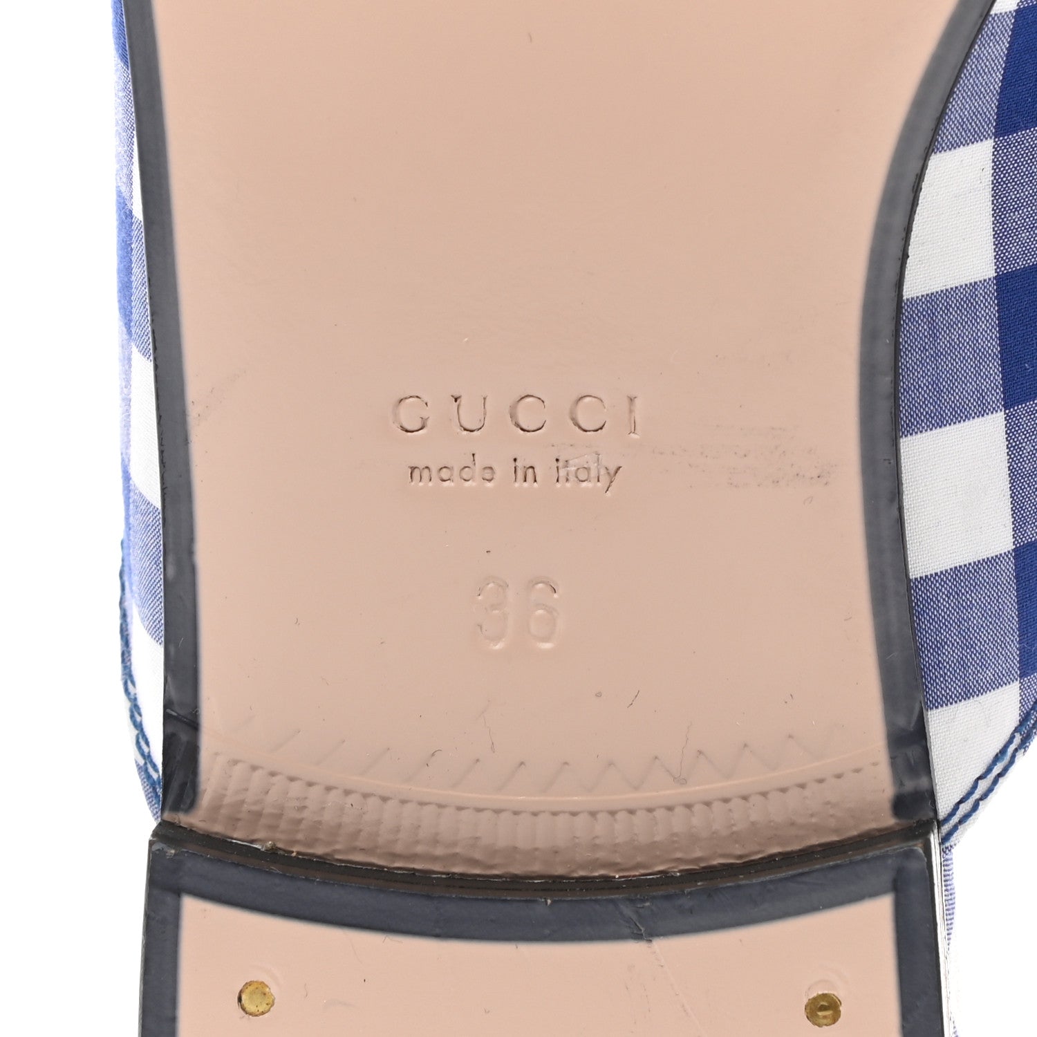 Gucci Cotton Gingham Womens Princetown Slippers 36 White Blue 6 of 8