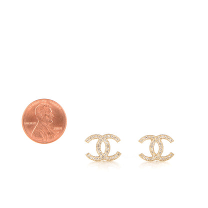 Chanel Crystal CC Earrings Gold 2 of 4