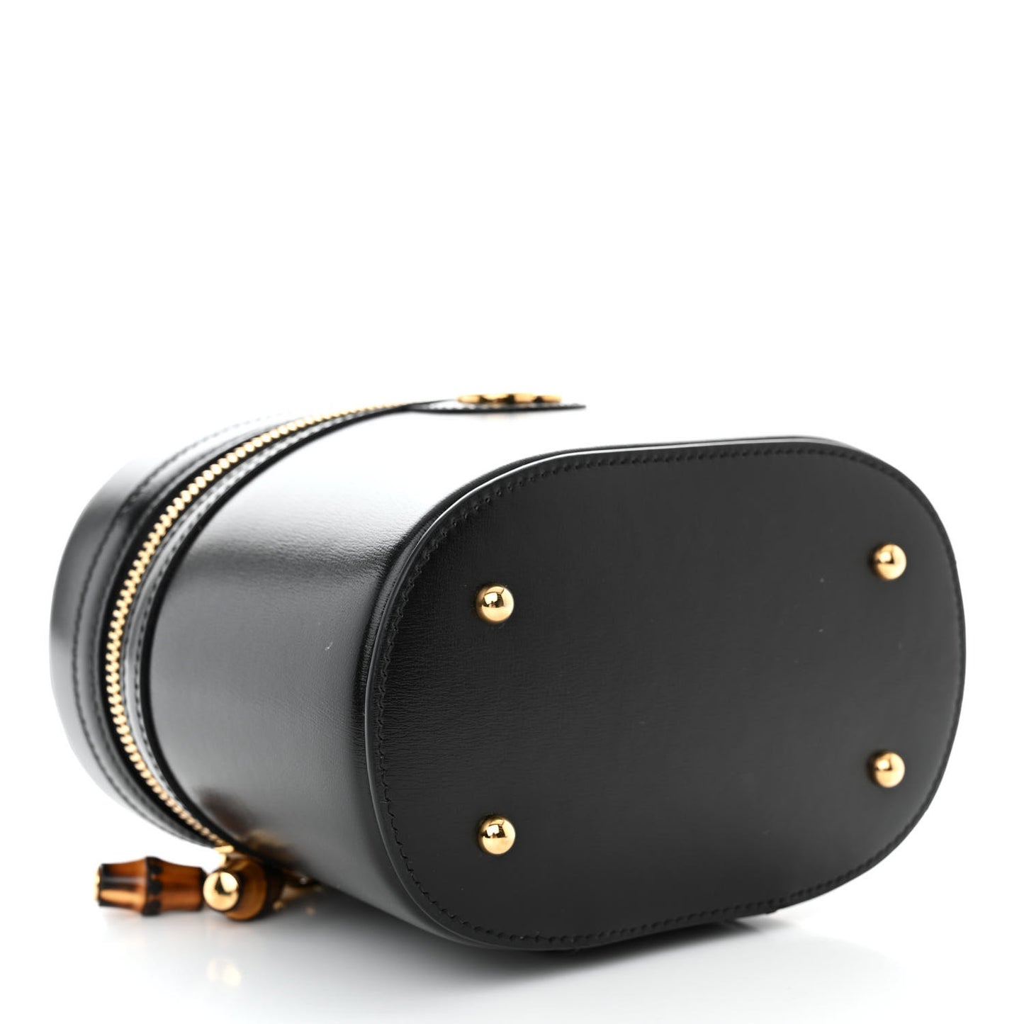 Calfskin Mini Bamboo Top Handle Shoulder Bag Black