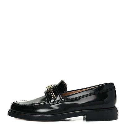 Chanel Shiny Calfskin Logo Loafers 37 Black 1 of 10