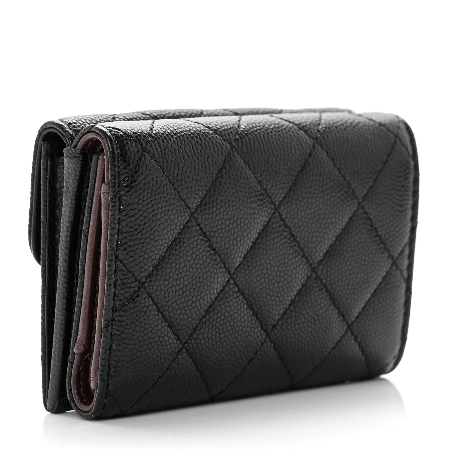 Caviar Quilted Double Flap Wallet Black