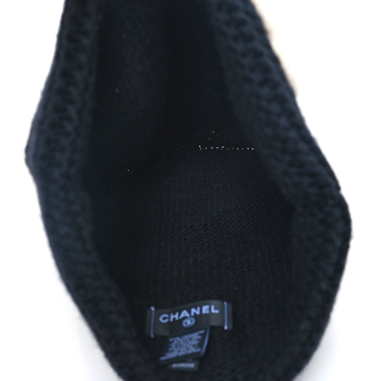 Chanel Cashmere Wool CC Beanie Hat Black Light Beige 5 of 5