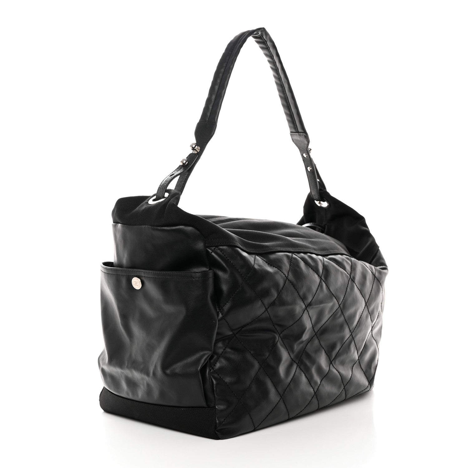 Chanel Coated Canvas Paris Biarritz XL Travel Bag Black 3 of 16