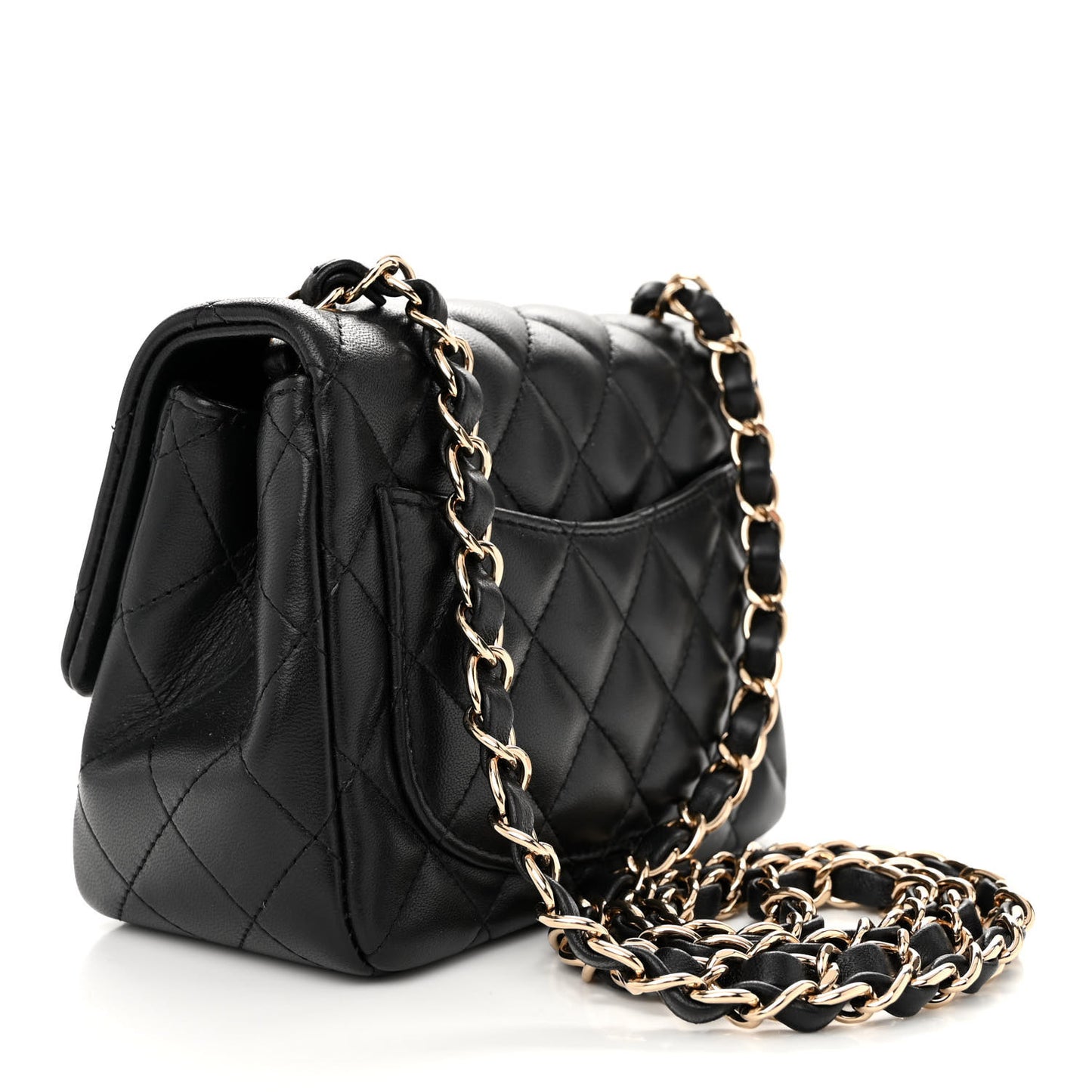 Lambskin Quilted Mini Square Flap Black
