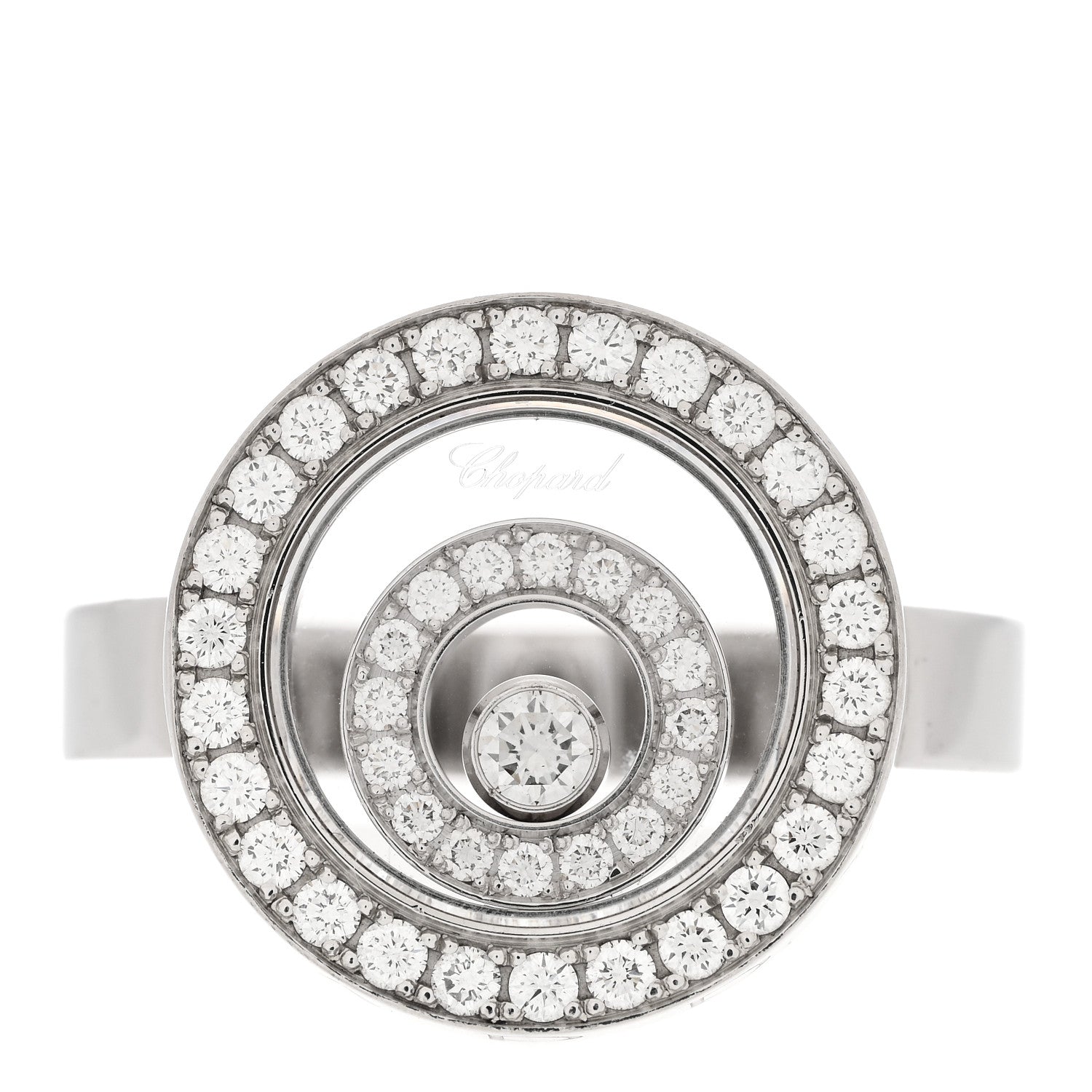 Chopard 18K White Gold Diamond Happy Spirit Ring 53 6.5 1 of 8