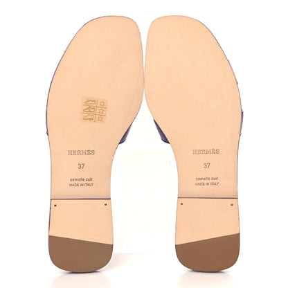 Hermes Calfskin Oran Sandals 37 Violet Majorette 5 of 8