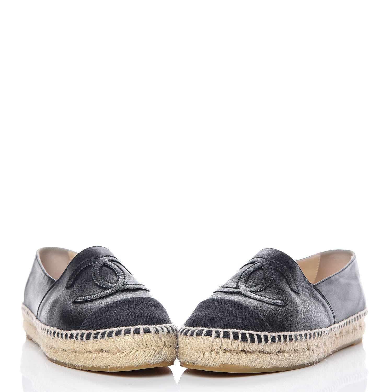 Chanel Lambskin Canvas Cap Toe CC Espadrilles 37 Black 6 of 17
