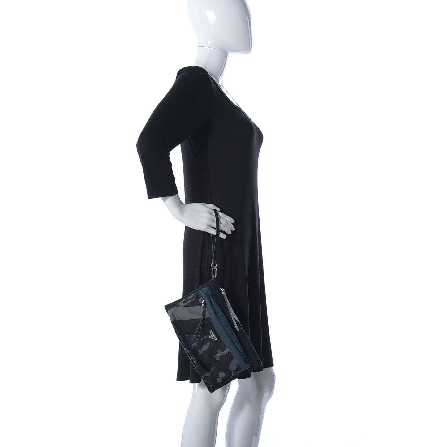 Tessuto Nylon Saffiano Patch Camouflage Pouch Blue Grey Black