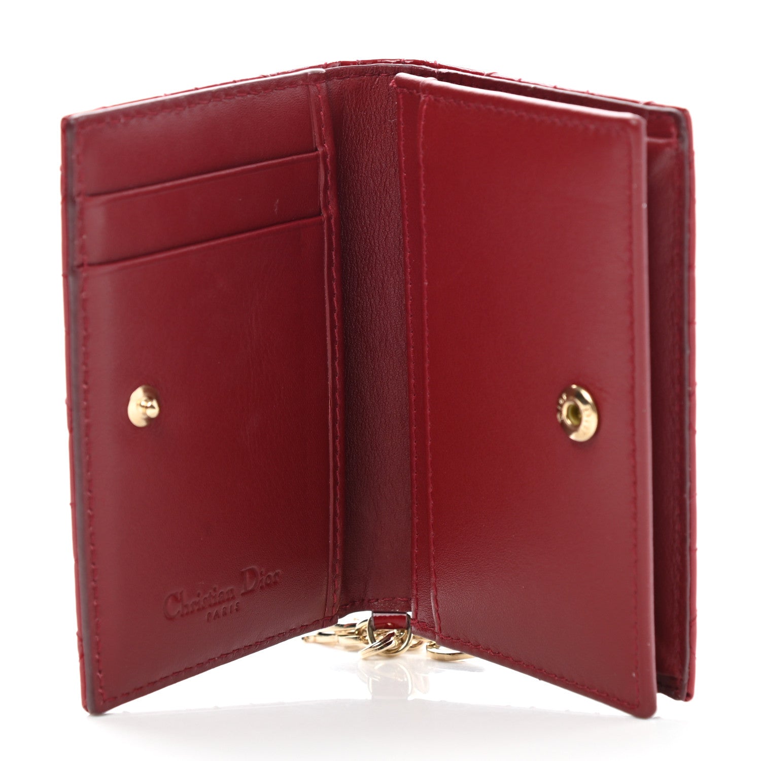 Christian Dior Patent Cannage Small Lady Dior Flap Card Holder Scarlet 5 of 8