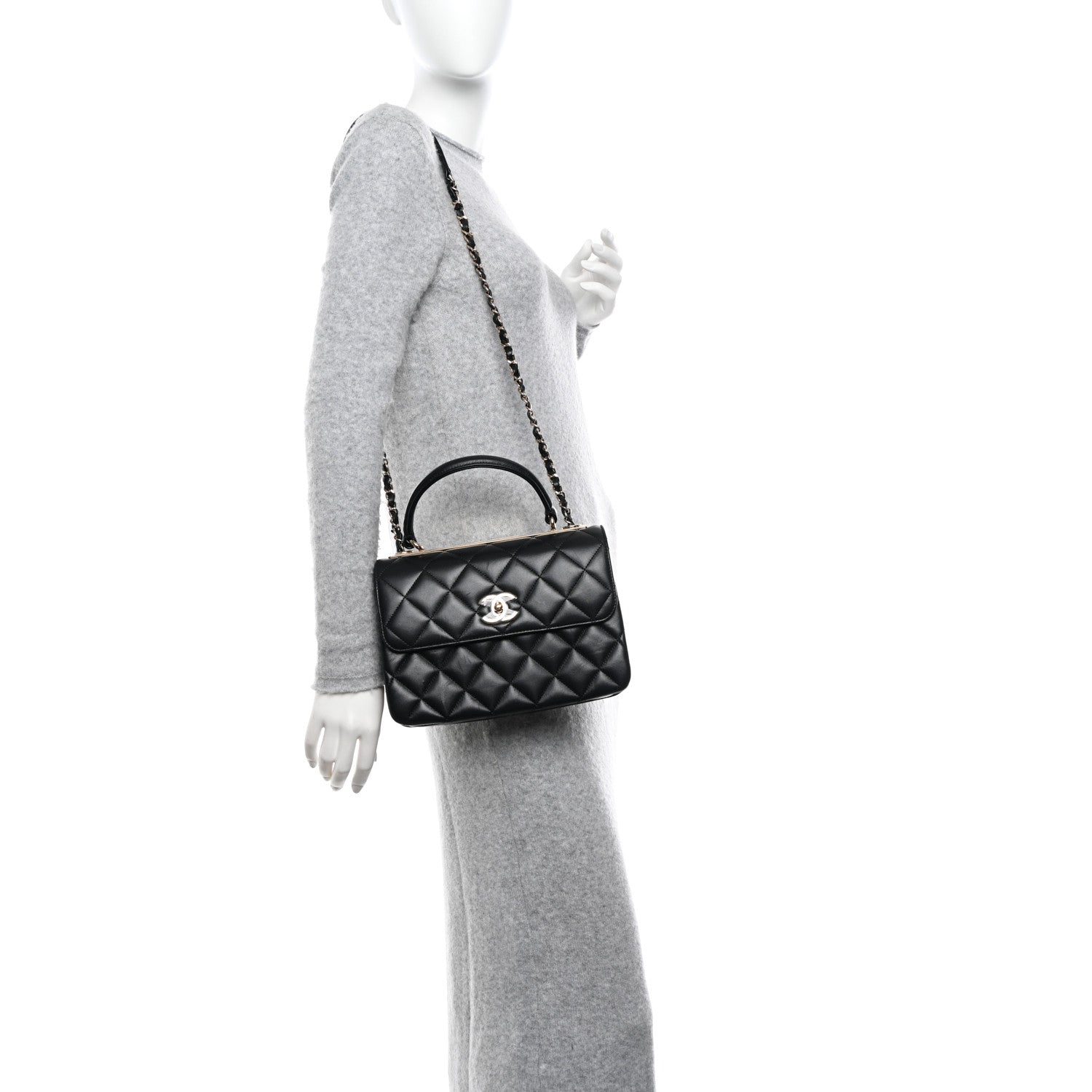 Chanel Lambskin Quilted Small Trendy CC Dual Handle Flap Bag Black 2 of 15