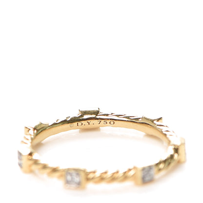 David Yurman 18K Yellow Gold Diamond Paveflex 2mm Stackable Band Ring 54 6.75 4 of 4