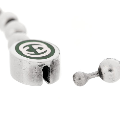 Gucci Sterling Silver Enamel Interlocking G Boule Chain Bracelet Green 3 of 4