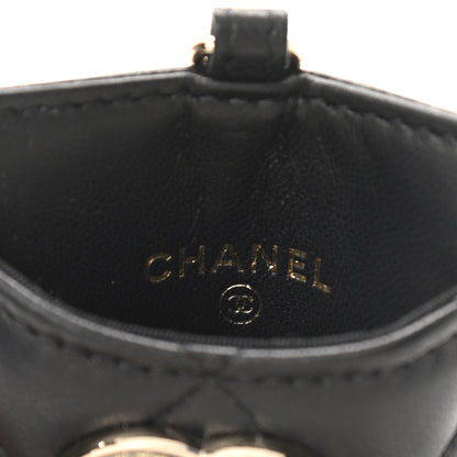 Chanel Lambskin Quilted Glitter Card Holder On Chain Black 7 of 10