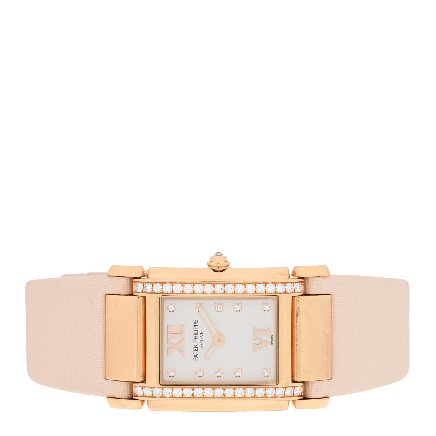 Patek Philippe 18K Rose Gold Satin Diamond 25mm Twenty-4 Quartz Watch White 4920R-010 2 of 5