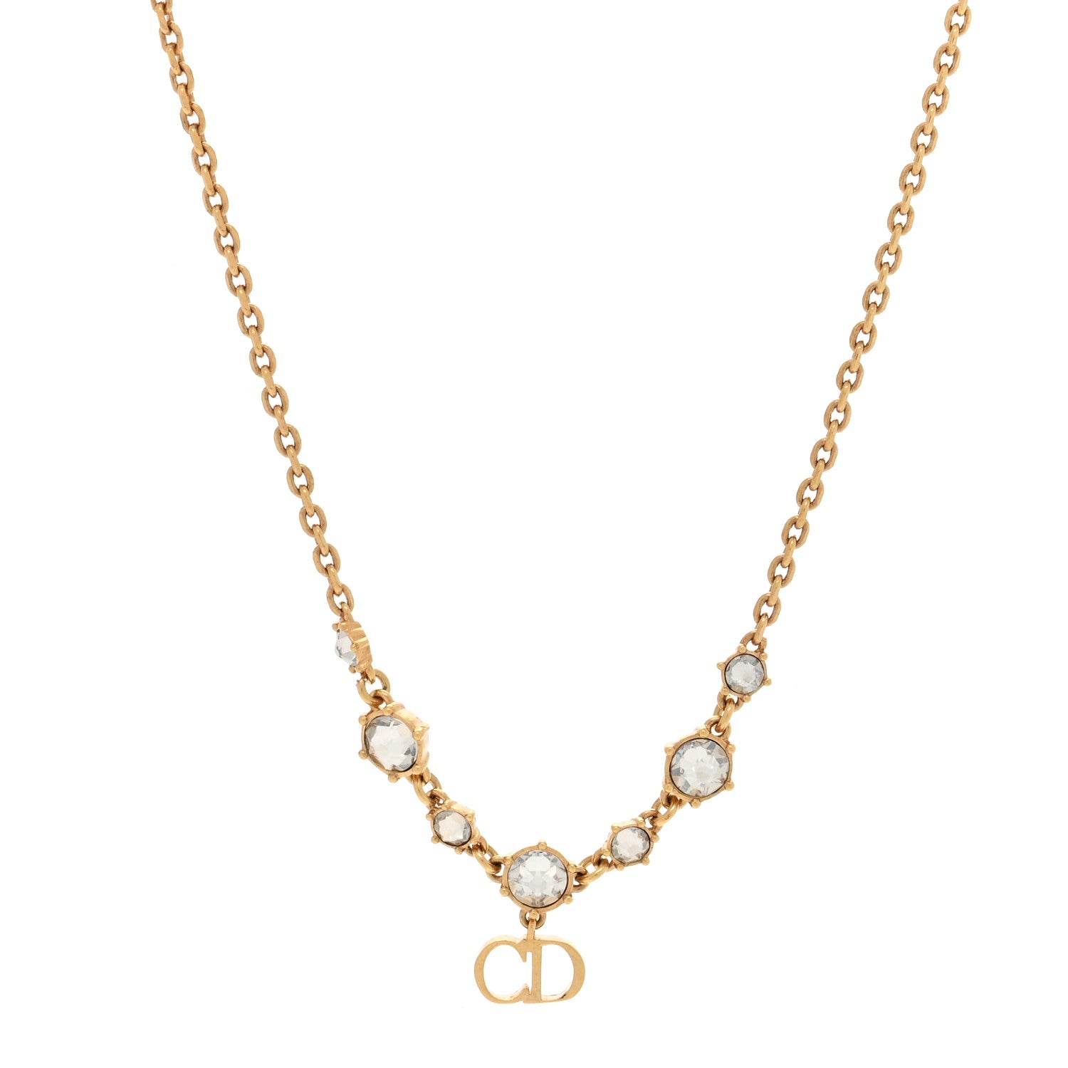 Christian Dior Metal Crystal Clair D Lune Necklace Gold Blue 1 of 5