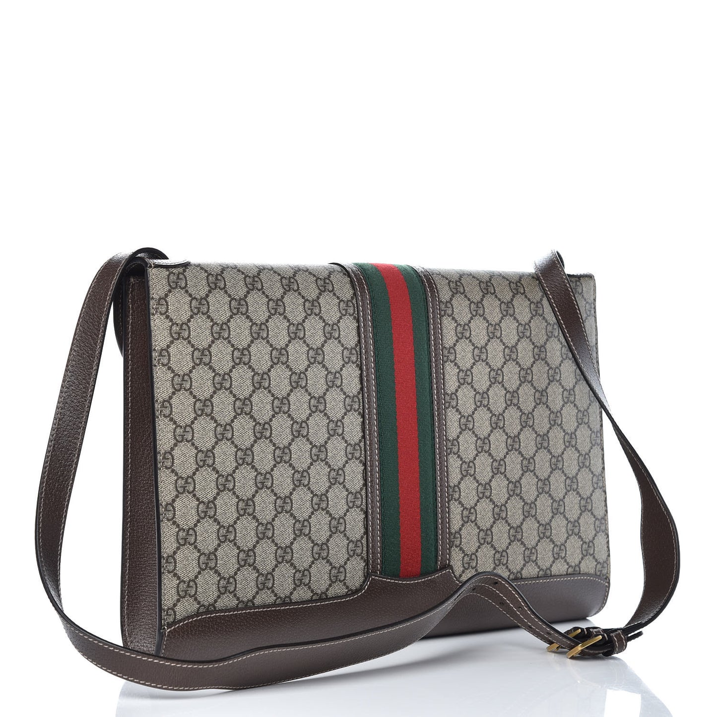 GG Supreme Monogram Web Messenger Bag Brown