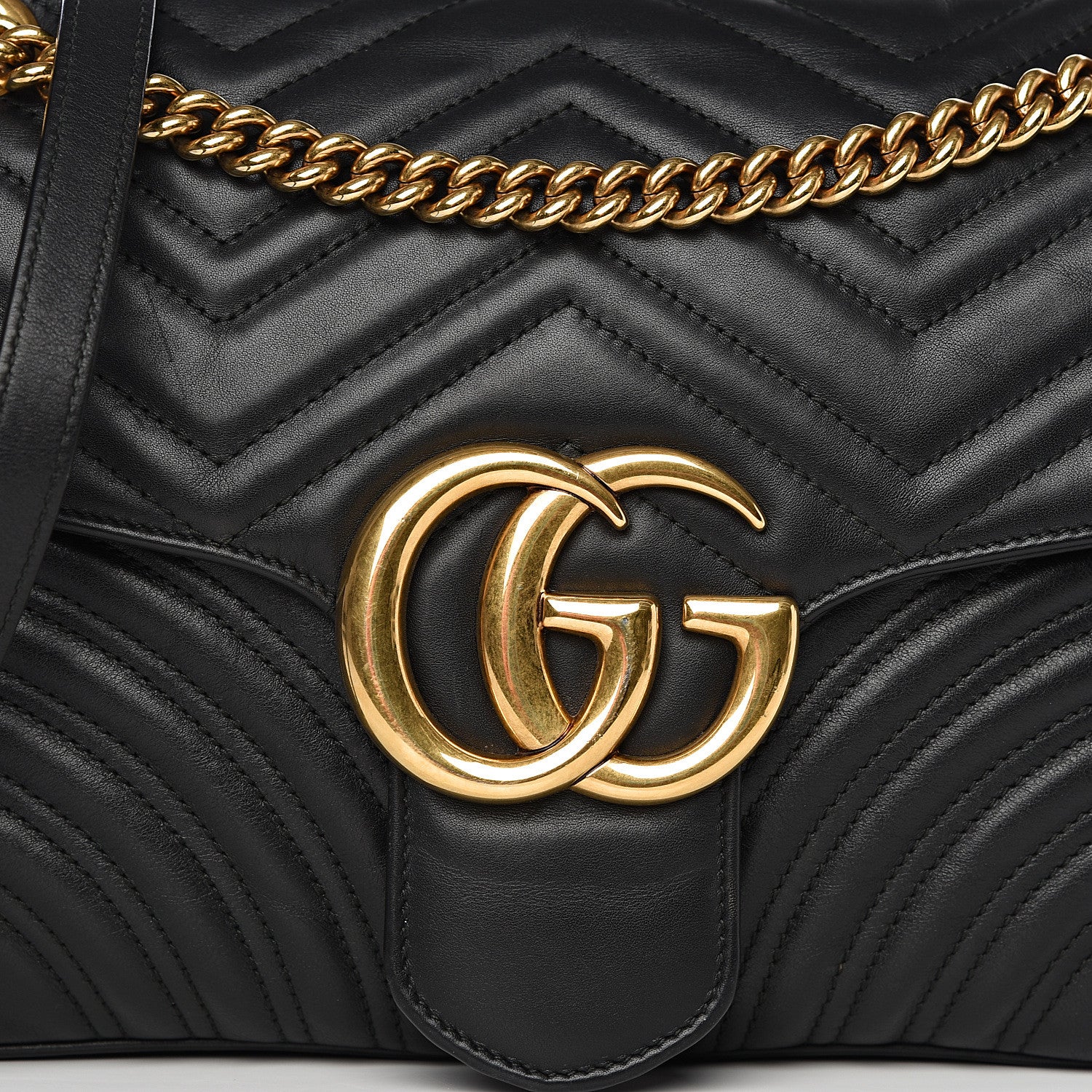 Gucci Calfskin Matelasse Medium GG Marmont Shoulder Bag Black 10 of 10