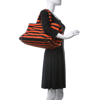 Prada Canapa Striped Tote Arancio 2 of 9