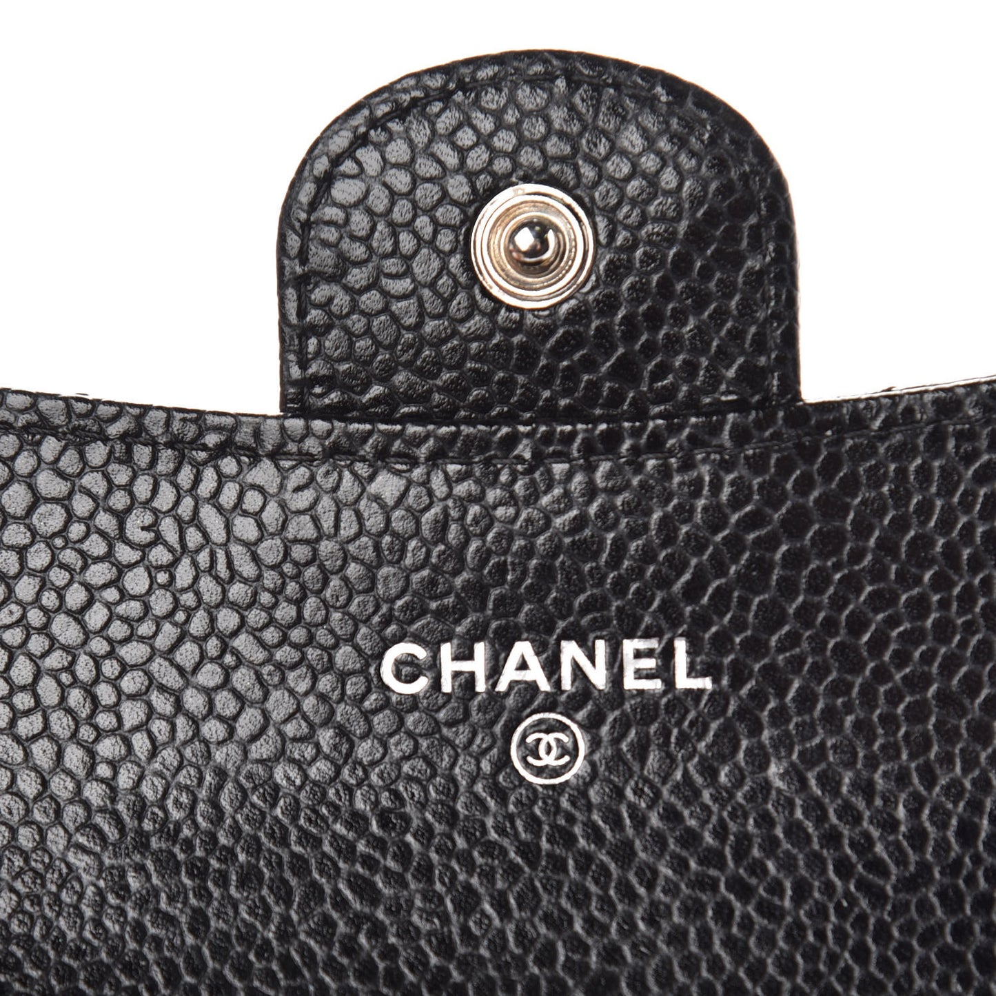 Caviar Quilted Flap Card Holder Black