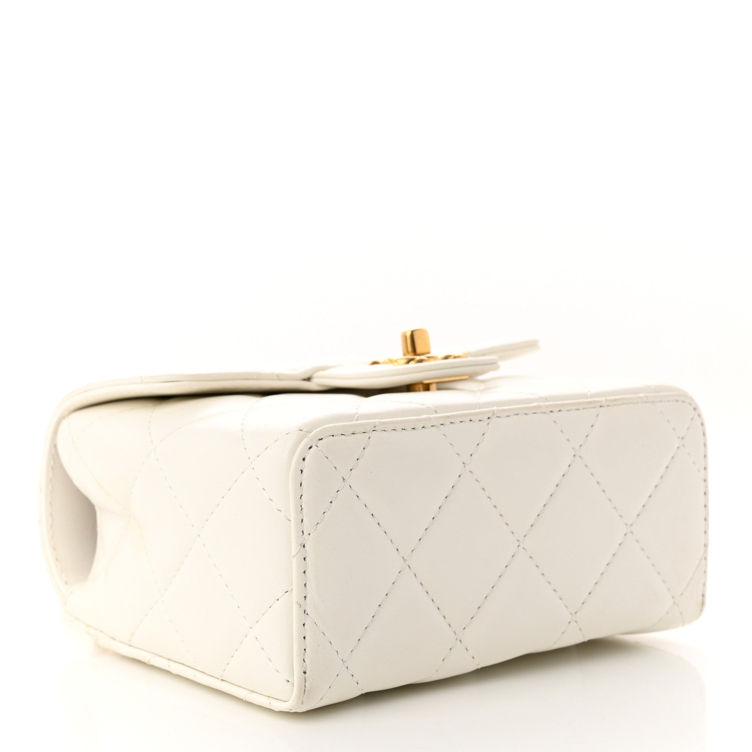 Chanel Lambskin Handle Crush Top Handle Flap Bag White 4 of 11
