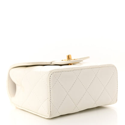 Chanel Lambskin Handle Crush Top Handle Flap Bag White 4 of 11