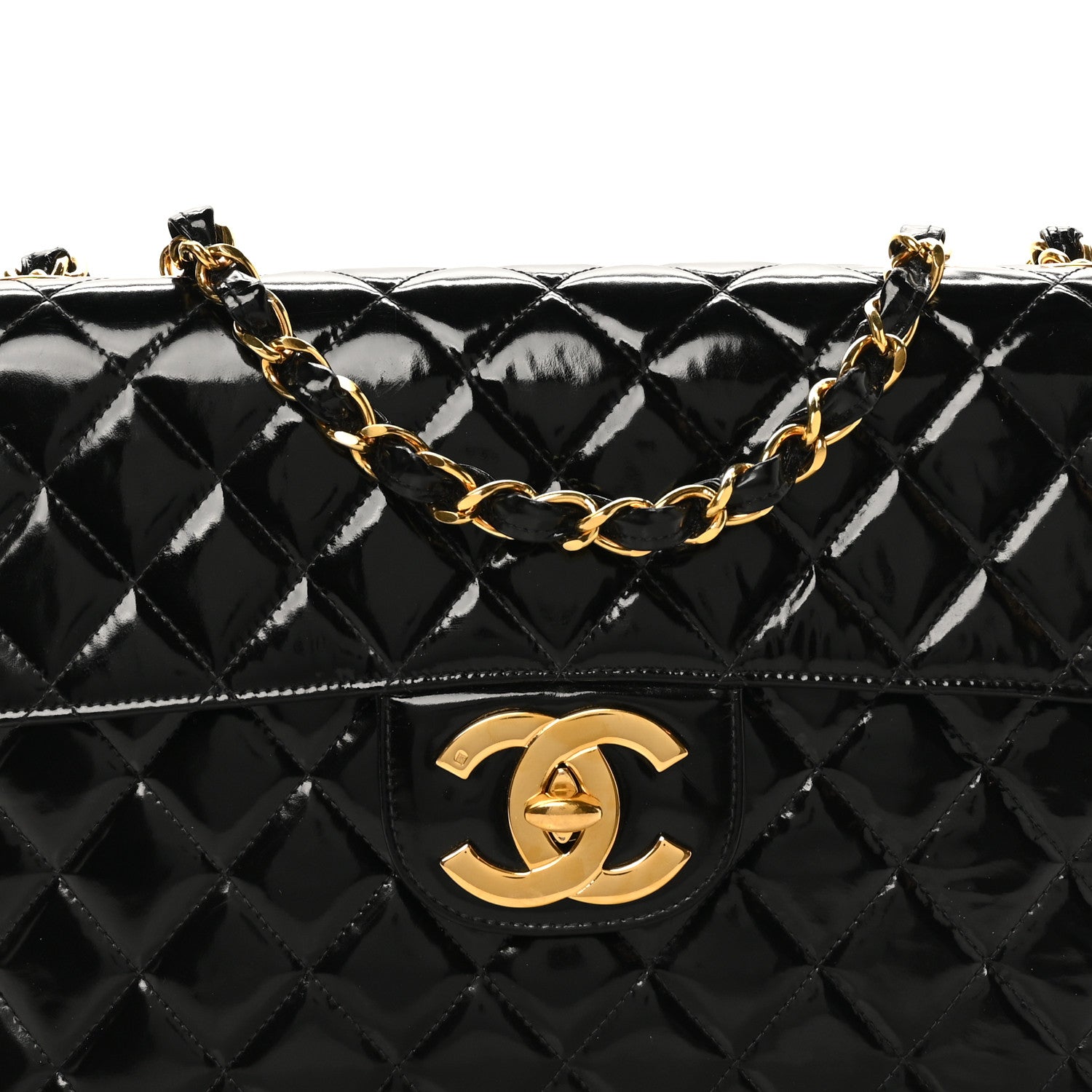 Chanel Patent Quilted XL Jumbo Single Flap Black 8 of 11