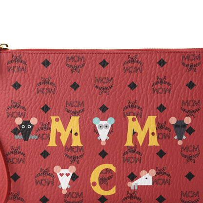 MCM Visetos Year Of The Mouse Wristlet Zip Pouch Viva Red 7 of 7