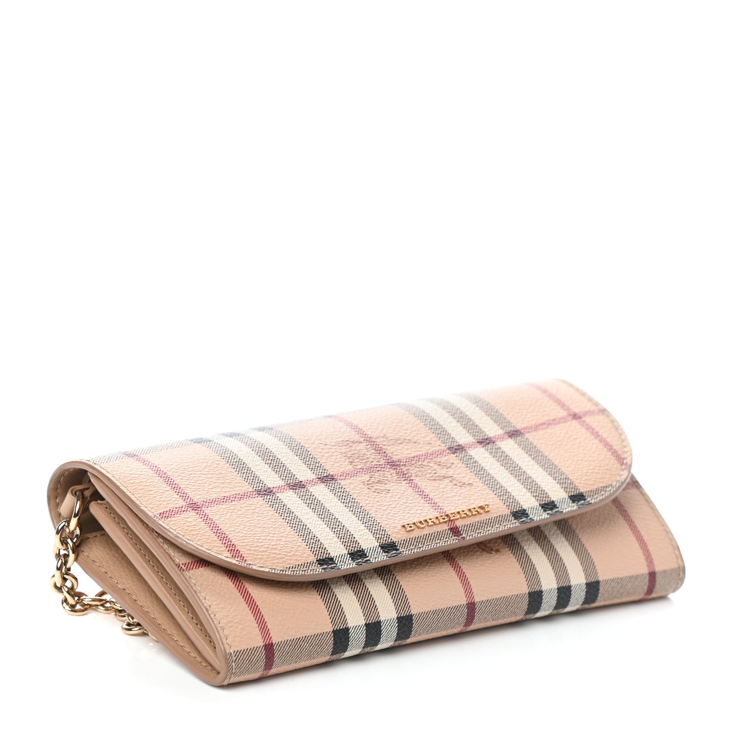 Burberry Haymarket Check Henley Wallet On Chain Mid Camel 4 of 9