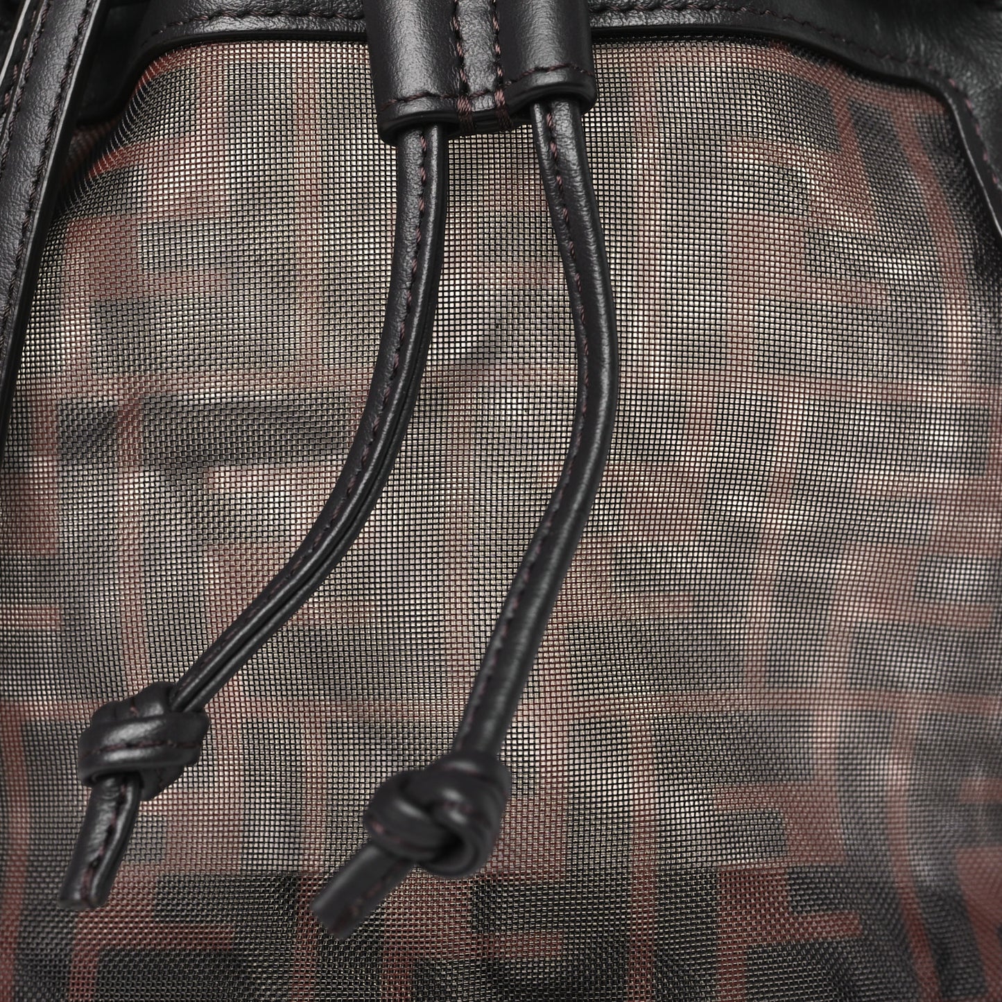 Mesh Vitello Grace F is Fendi FF 1974 Mini Mon Tresor Bucket Bag Marrone Black Ebano