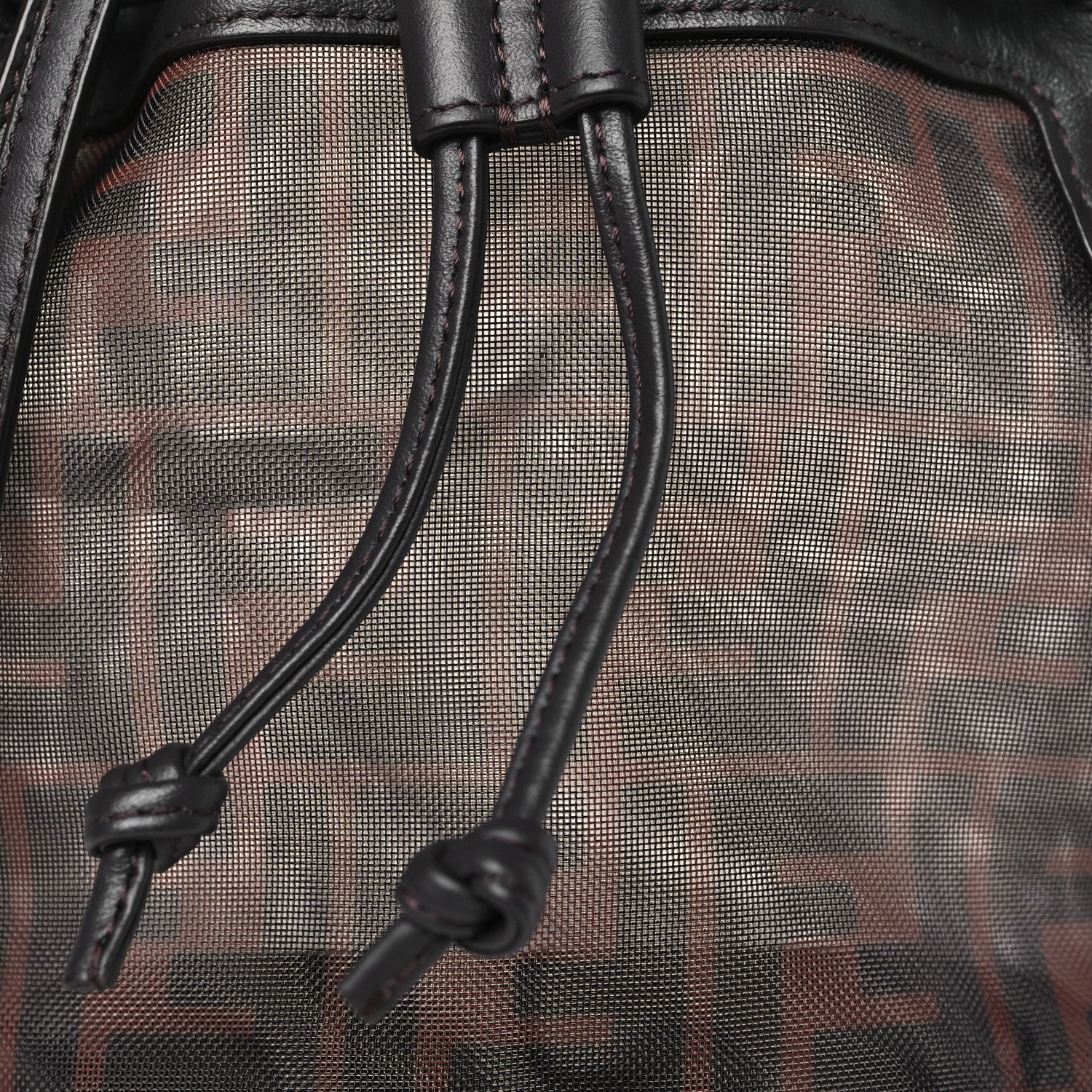 Fendi Mesh Vitello Grace F is Fendi FF 1974 Mini Mon Tresor Bucket Bag Marrone Black Ebano 7 of 9