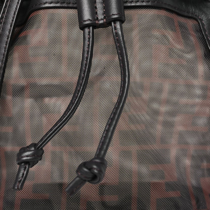 Fendi Mesh Vitello Grace F is Fendi FF 1974 Mini Mon Tresor Bucket Bag Marrone Black Ebano 7 of 9