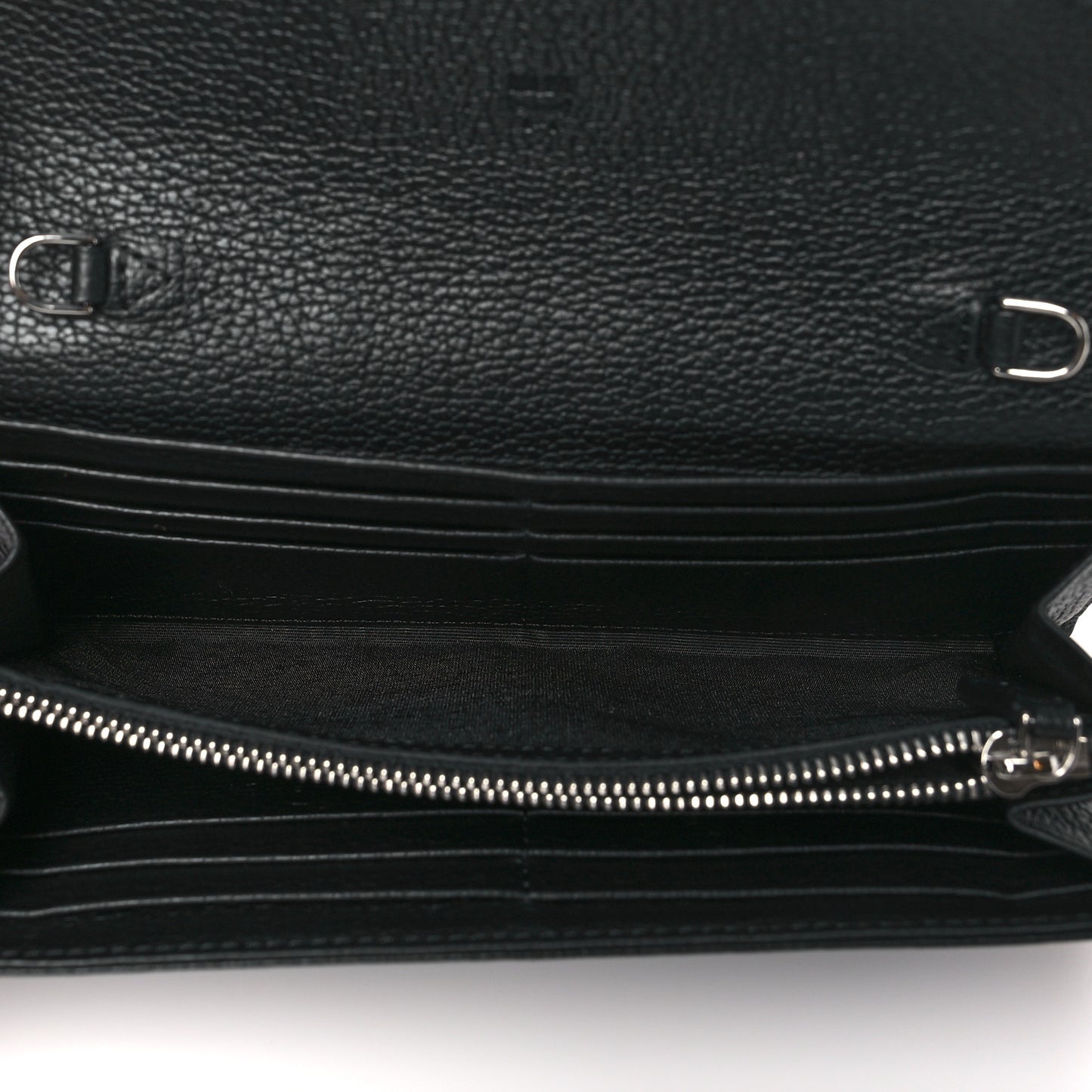 Grained Calfskin Studded Large Patricia Wallet On Chain Black