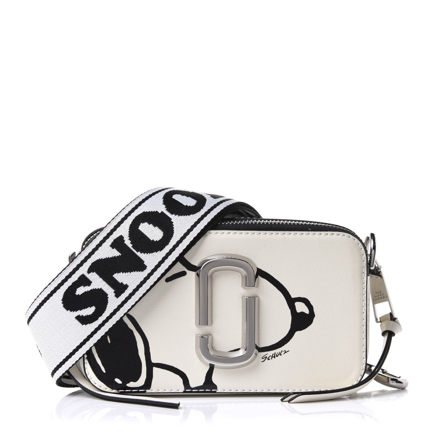 X Peanuts Saffiano Small Snoopy Snapshot Camera Bag White Black