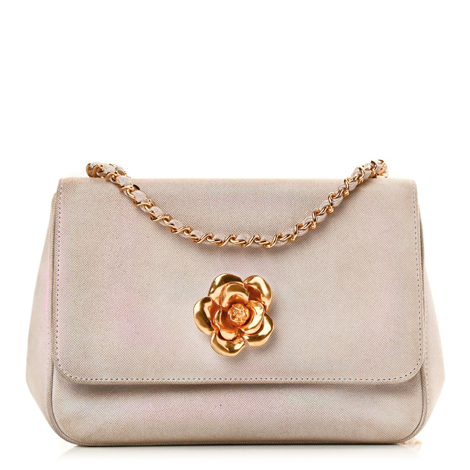 Chanel Iridescent Canvas Mini Camellia Flap Light Purple 1 of 18