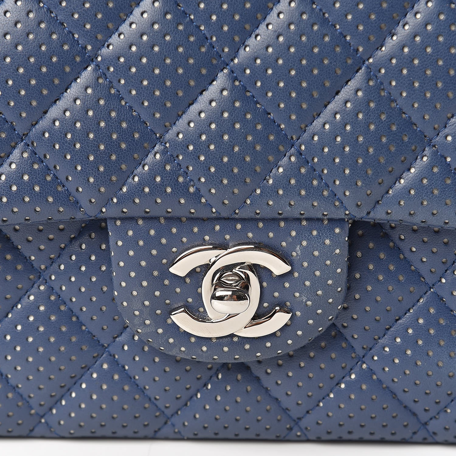 Chanel Lambskin Perforated Medium Double Flap Blue 11 of 11