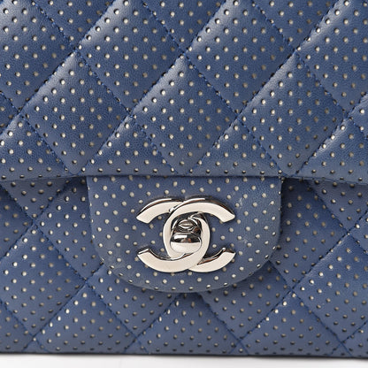 Chanel Lambskin Perforated Medium Double Flap Blue 11 of 11