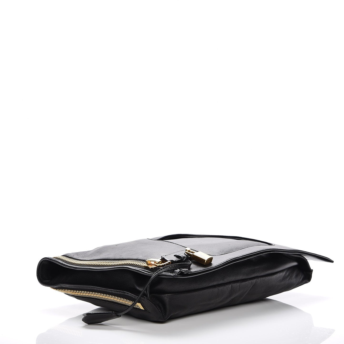 Ramskin Large Alix Padlock Zip Shoulder Bag Black