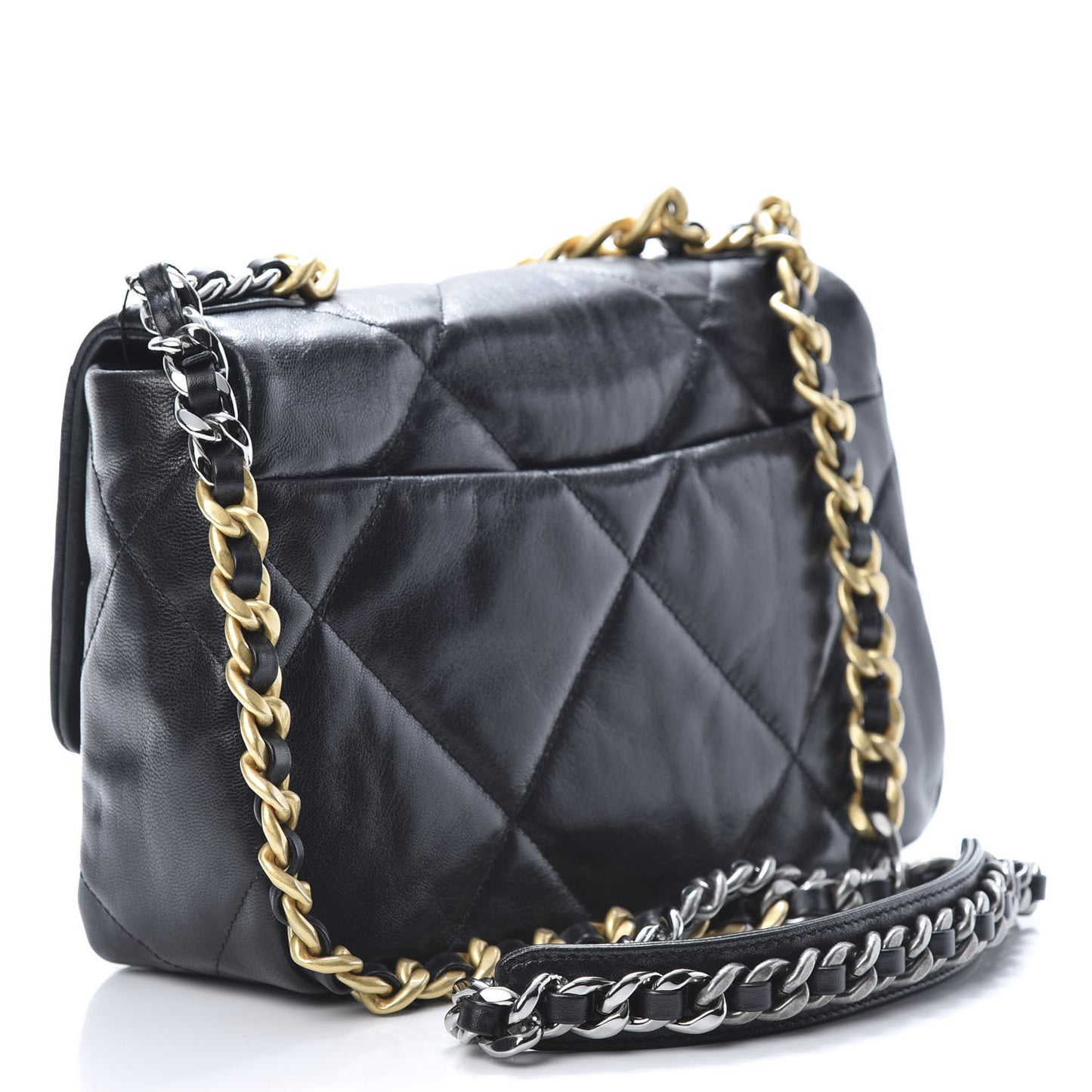 Goatskin Quilted Medium 19 Flap Black