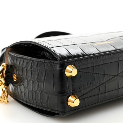 Alexander McQueen Calfskin Crocodile Embossed Box Shoulder Bag 19 Black 8 of 11