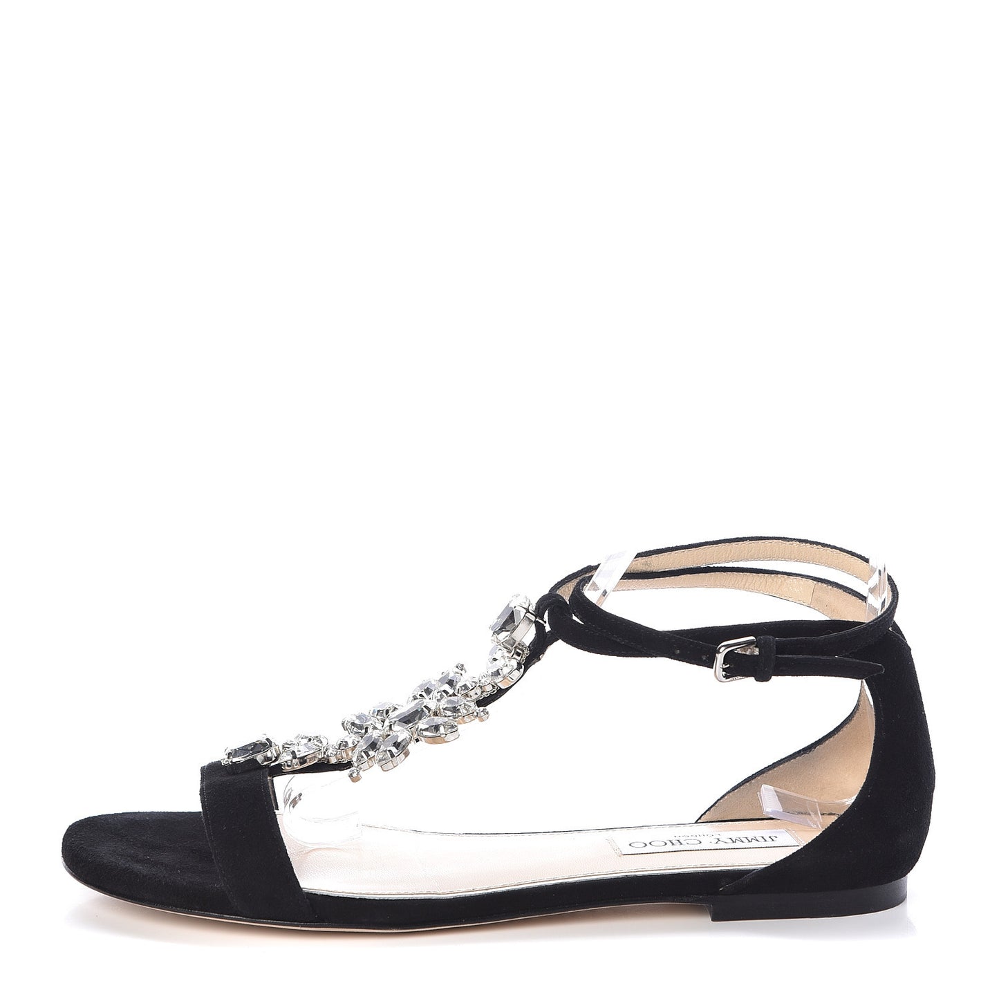 Suede Crystal Sandal 39 Black