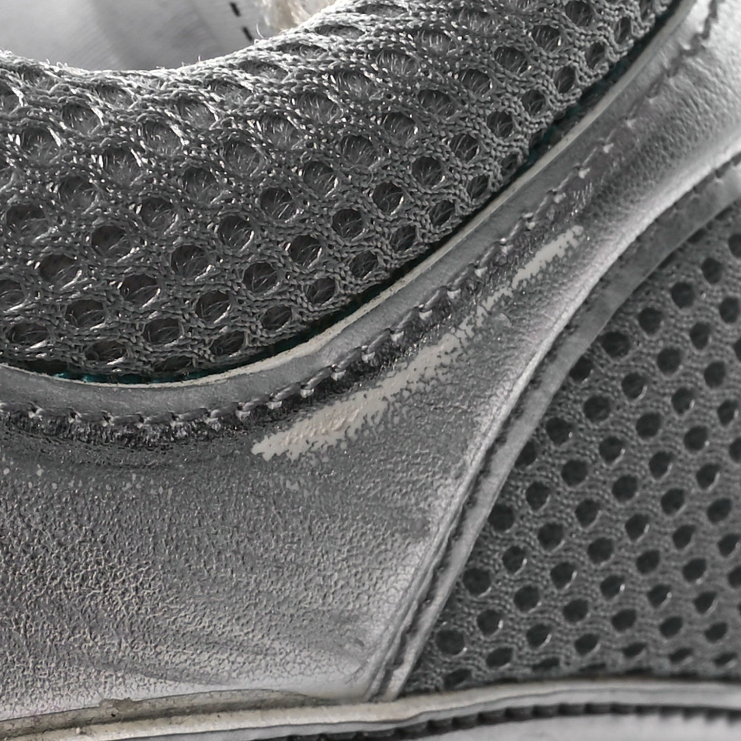 Fabric Laminated Calfskin Stretch CC Sneakers 40 Green Silver