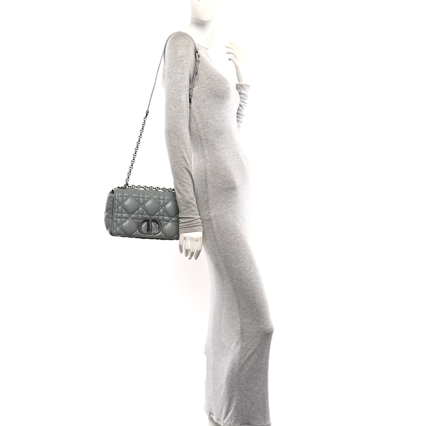 Calfskin Macrocannage Medium Caro Bag Iron Grey