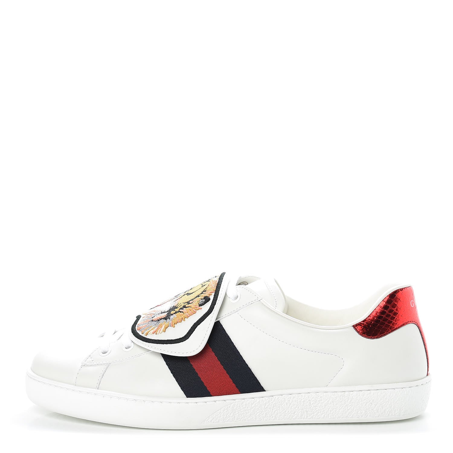 Gucci Calfskin Ayers Web Tiger Embroidered Mens Ace Sneakers 11.5 White 1 of 9
