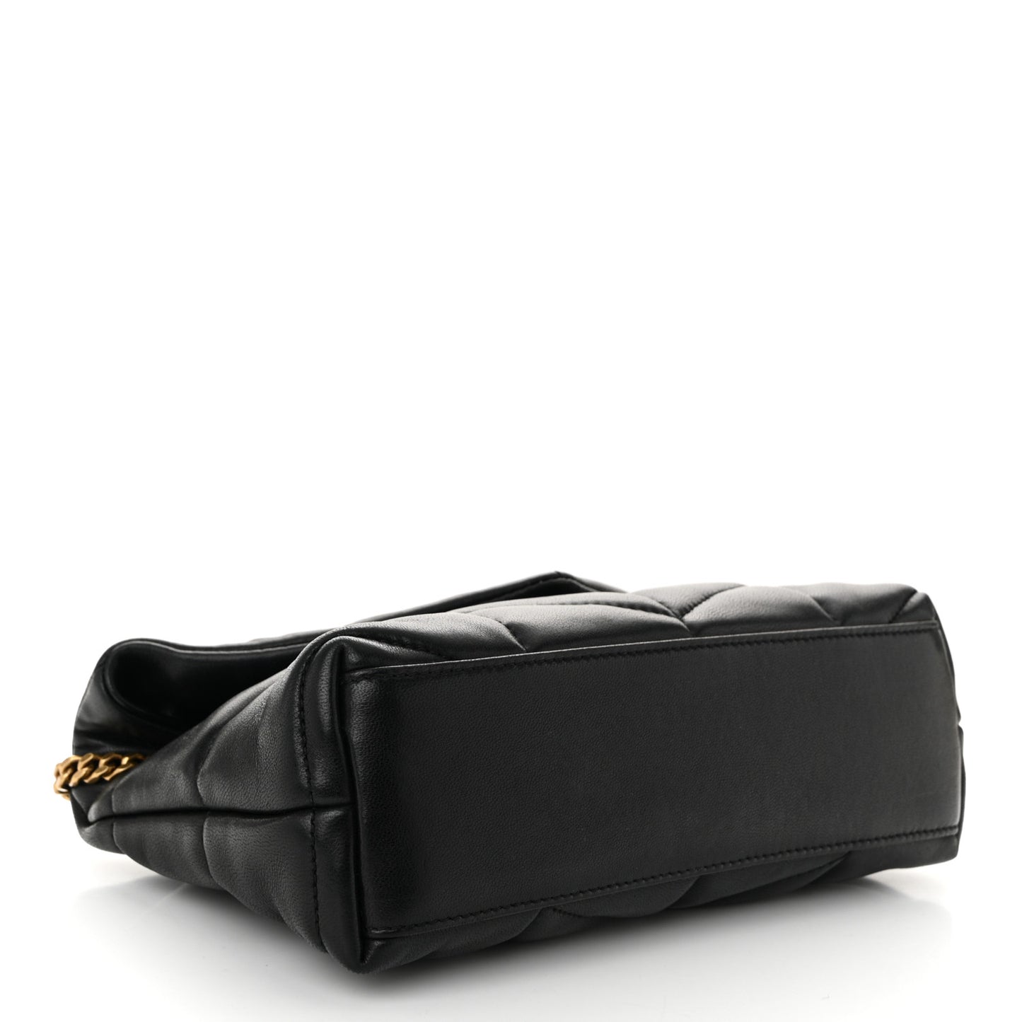Lambskin Quilted Toy Loulou Puffer Monogram Chain Satchel Black