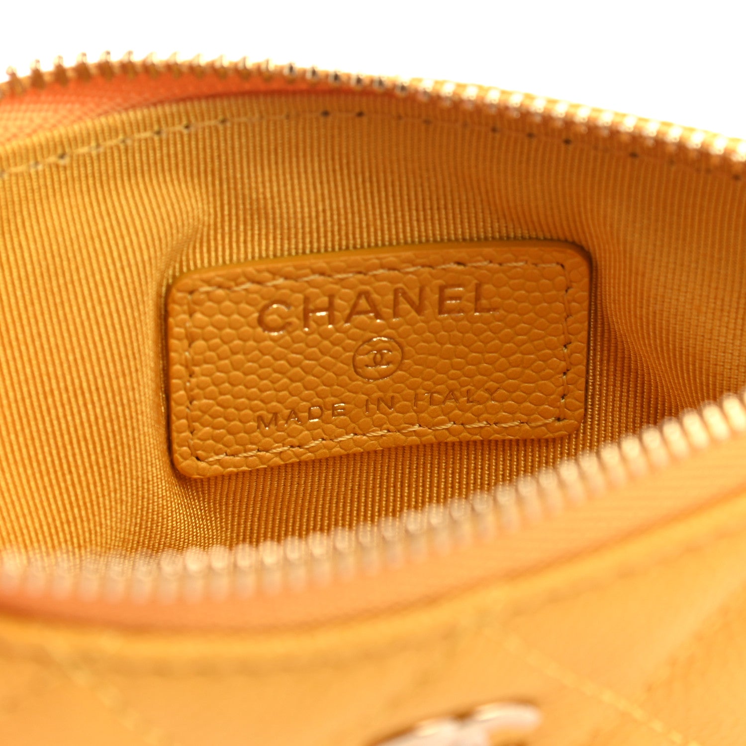 Chanel Caviar Quilted Small Cosmetic Case Yellow 6 of 7